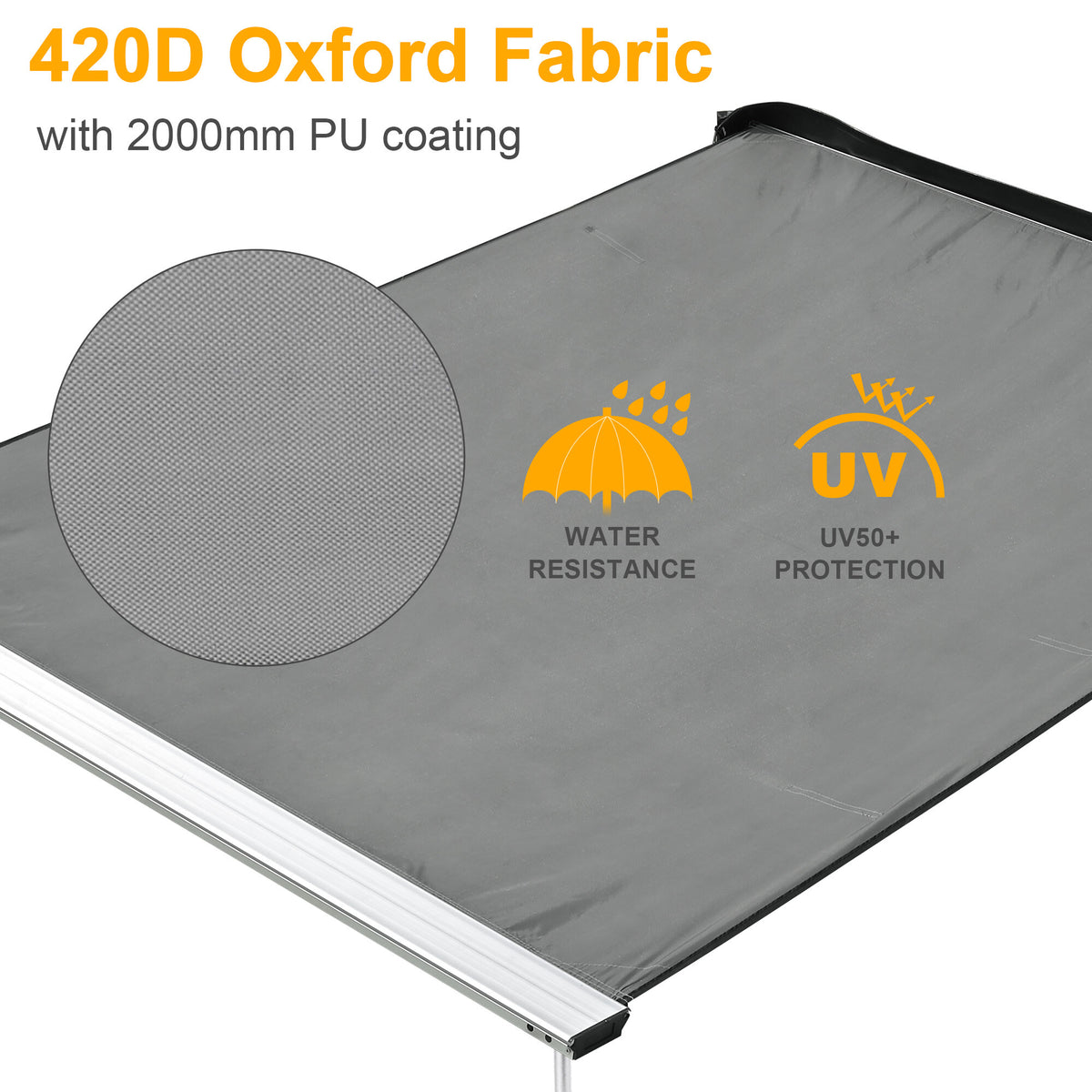 Car Side Awning Replacement Fabric UV50 Water-Resistant Shade for Camping & Travel