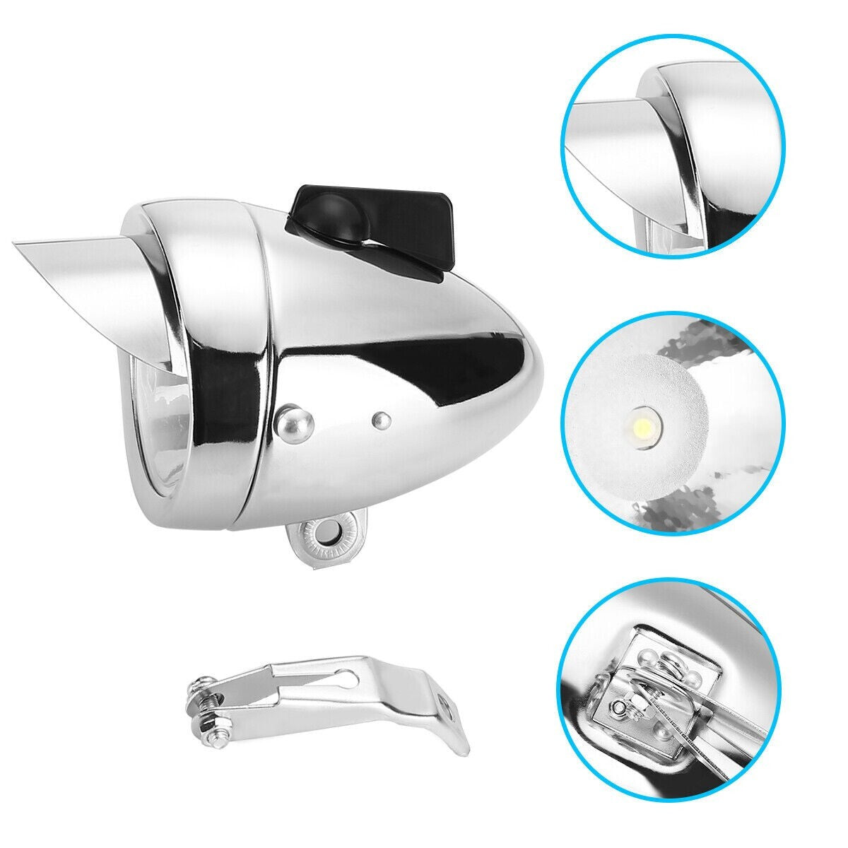 Super Bright Bicycle Front Light with Metal Shell Retro Design