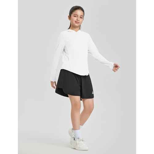 baleaf Girl's Sun Shirt UPF50 UV Protection Long Sleeve Kids SPF Athletic Hoodie Rash Guard Tops Clothing