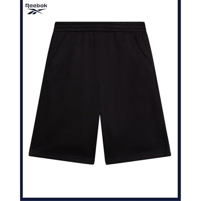 Reebok Boys Athletic Shorts - 2 Pack Performance Quick Dry Pull On French Terry Boys Shorts with Pockets for Basketball Gym