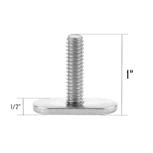 VTurboWay 6 Pcs 1/4"-20 Threading Track Bolts for Kayak Gear Track, 316 SS T Slot Bolts for Kayak Track System, Length 1", Wide 1/2"