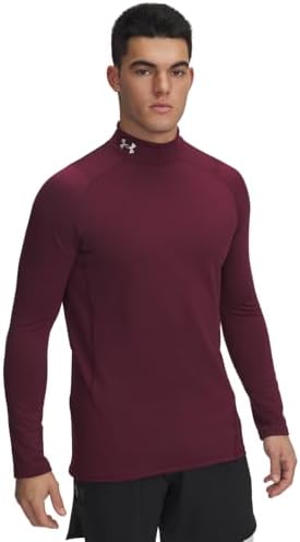 Under Armour Men's ColdGear Fitted Mock - Maroon/White | 3X-Large Tall Performance Top