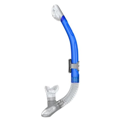 Mares Ergo Silicone Dry Snorkel with Exhaust Valve and Ergonomic Design (Blue)