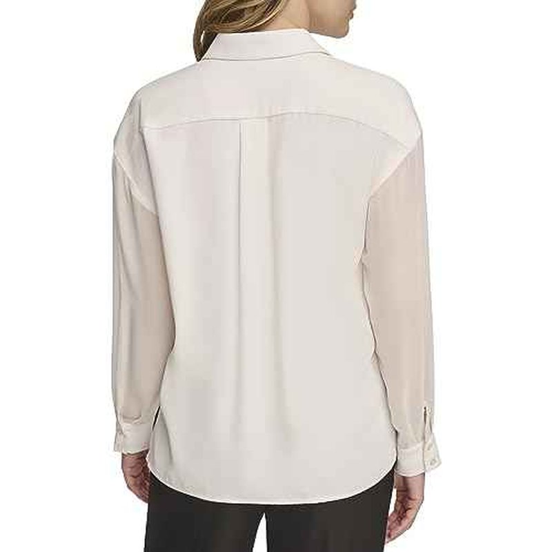Calvin Klein Women's Button Front Long Sleeve Blouse