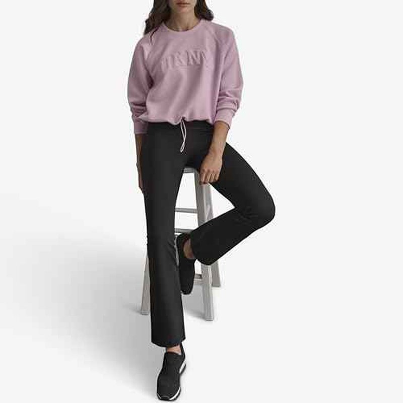 DKNY womens Drawcord Cropped Crewneck Sweatshirt
