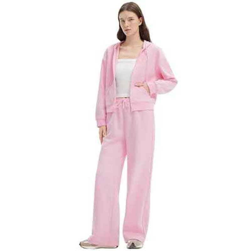 SUUKSESS Womens 2 Piece Sweatsuits Outfits Zip Up Hoodie Tracksuit Straight Wide Leg Sweatpant Lounge Matching Sets