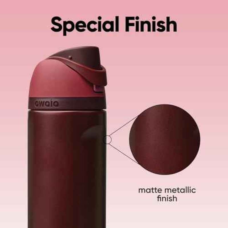 Owala FreeSip Insulated Stainless Steel Water Bottle with Straw, BPA-Free Sports Water Bottle, Great for Travel, 24 Oz, Black Cherry