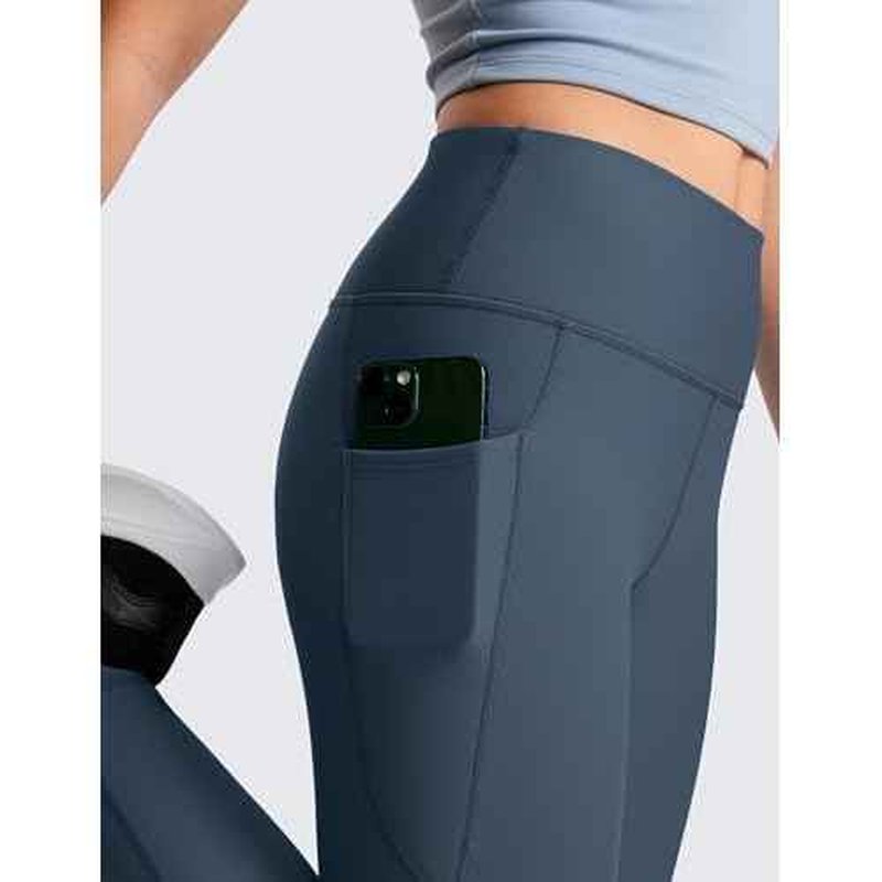 CRZ YOGA Girls Fleece Lined Full Length Athletic Leggings - Water Resistant Casual Yoga Thermal Pants with Pockets Winter
