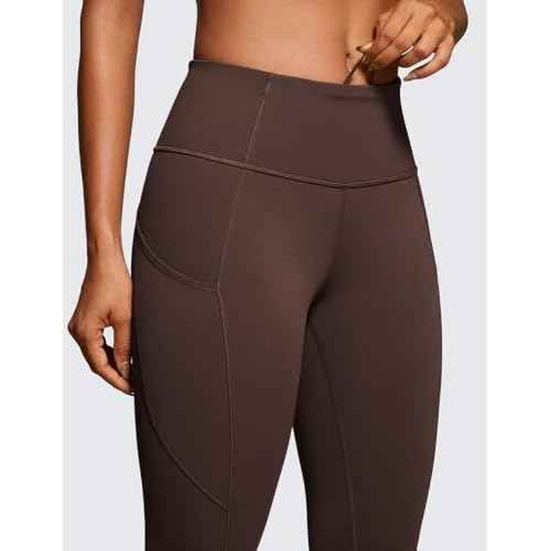 CRZ YOGA Naked Feeling Workout Leggings Pockets 25'' - High Waisted Womens Yoga Pants Running Tights