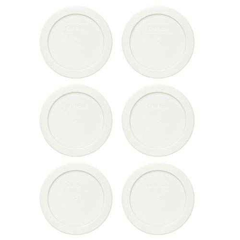 Pyrex 7200-PC White Round Plastic Food Storage Lid - 6 Pack Made in the USA