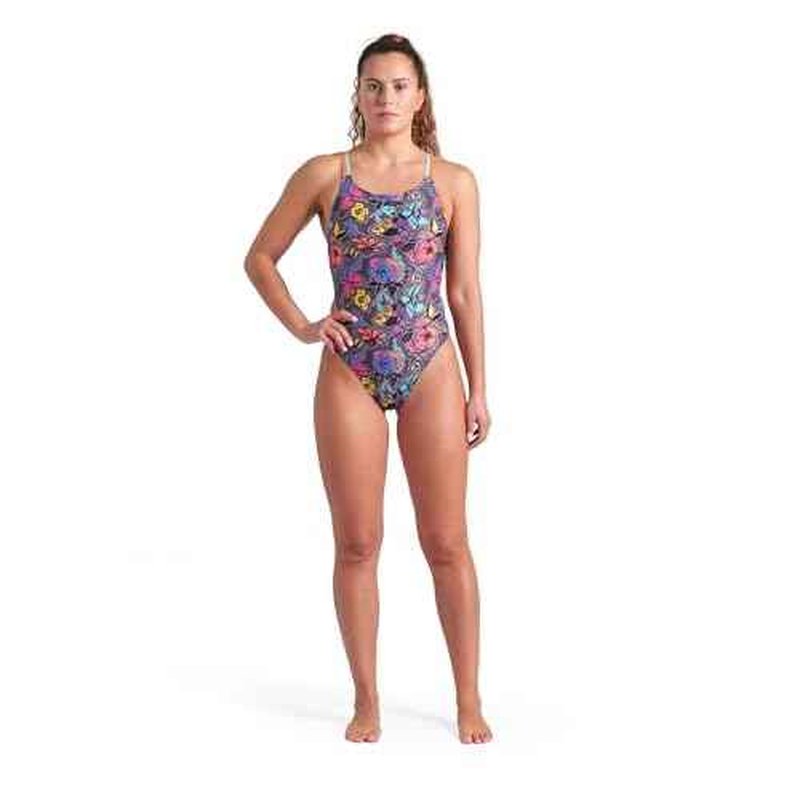 ARENA Women's Performance Vivid Repeat Swim Lace Plus Back One Piece Swimsuit