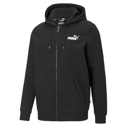 PUMA mens Essentials Full Zip Fleece Hoodie Hooded Sweatshirt, Cotton Black, Small US