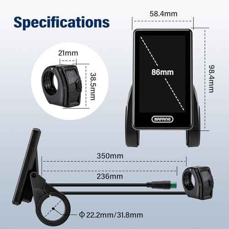 BAFANG 5 Pin Male Ebike Display for Bafang CAN Protocol Motors, Ebike Speedometer Bike Computer with 0-5 PAS, C020 (M620, M600, M560, M510, M420 mid Drive Motors), 36V-48V