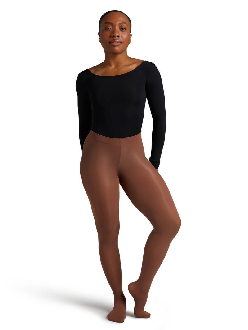 Capezio Womens Ultra Soft Self Knit Waistband Transition Tight, Mocha, Small-Medium US