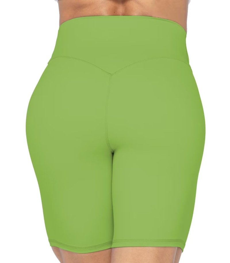 Sunzel No Front Seam High Waist Biker Shorts for Women, Squat Proof Yoga Workout Gym Bike Shorts 8" Greenery Medium