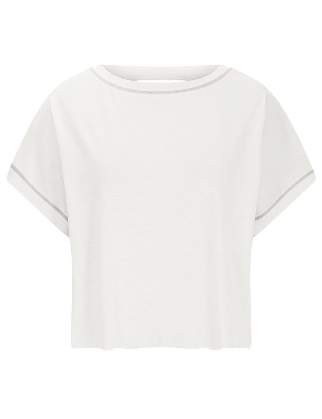 VIEWON Womens Workout Top Open Back Short Sleeve Backless T Shirts Gym Yoga Tee Y2k Crop Tops White S