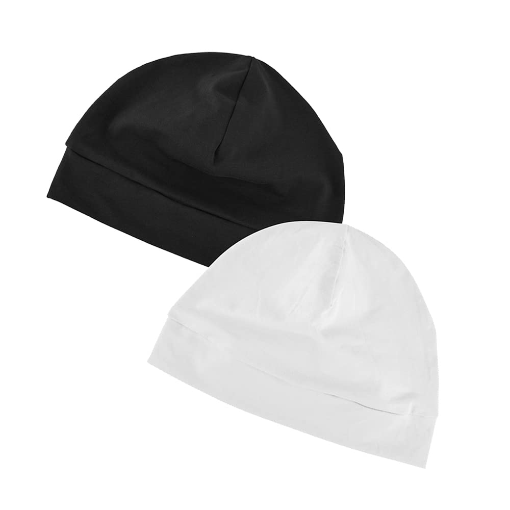 100% Cotton Skull Caps Beanie Sleeping Hats for Men Women 4-Pack Multi