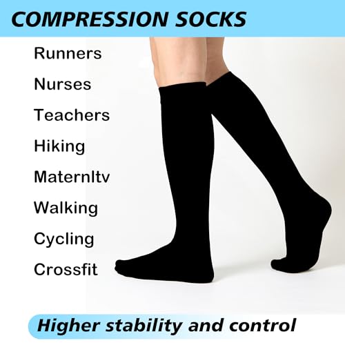 Compression Socks for Women & Men 15-20mmHg Knee High Support Socks for Running Athletic Travel