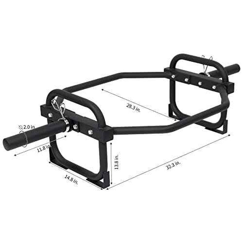 Fitvids Olympic 2-Inch Hex Weight Lifting Trap Bar for Strength Training, 500-Pound Capacity, Safety Clips, Home Gym for Shoulder Presses, Shrugs, Back Rows, Weightlifting