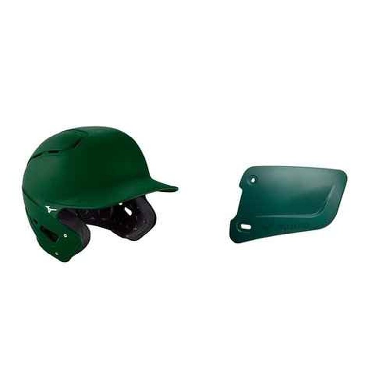 Bundle of Mizuno B6 Adult Baseball Batting Helmet, Forest, Small/Medium + Mizuno Batters Face Protector, Forest, Right Hand Batter