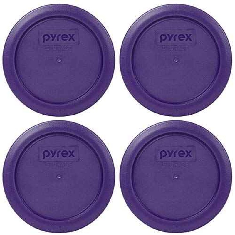 Pyrex 7200-PC 2-Cup Plum Purple Food Storage Replacement Lid (4-Pack) - Made in USA