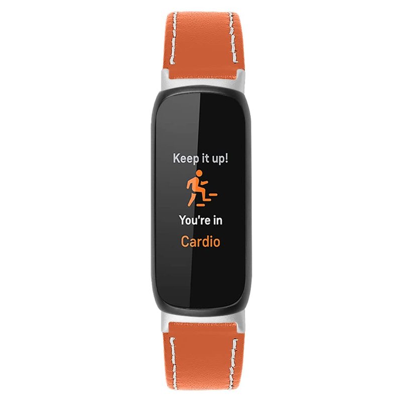Juaupepo Leather Band Compatible with Fit bit Inspire 3, Women Men Soft Leather Bands Quick Release Wristband Adjustable Strap for Inspire 3 Fitness Tracker (Orange)