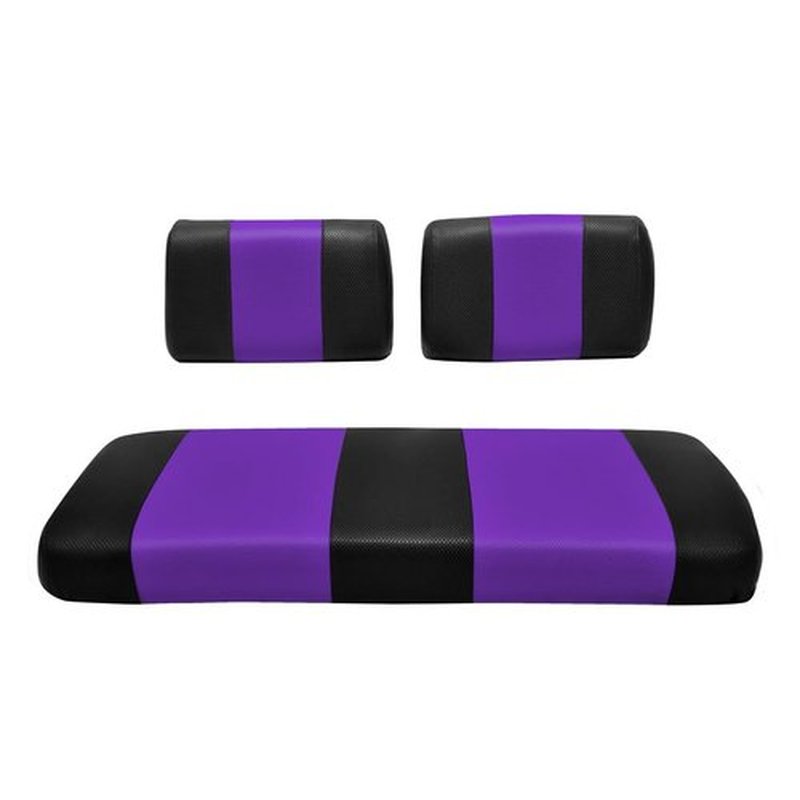 Seat Cover Replacement for Yamaha G-16/G-22 Golf Cart - Front Bench Seat - Premium Marine Vinyl - 5 Panel Stitching - Staple On Installation - Two-Tone Golf Cart Seat Covers (Black & Purple)
