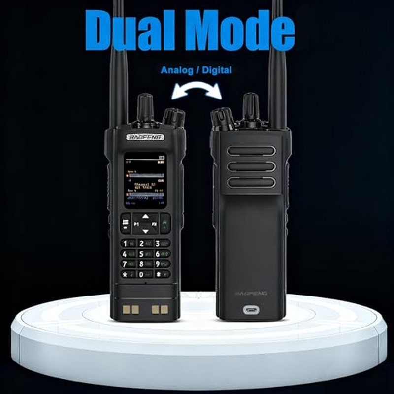 BAOFENG DM32 DM-32UV DM-32 10W Tri-Power DMR Walkie Talkie Digital Mobile Radio Dual-Mode Analog GPS APRS Dual Band Dual Time Slot AM FM Type-C Charging 2 Way Radio for Outdoor Survival Gear (Black)