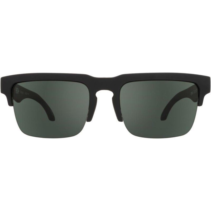 Spy Optic Helm 50/50, Square Semi-rimless Sunglasses, Color and Contrast Enhancing Lenses, Soft Matte Black - Happy Gray Green Polarize Lenses