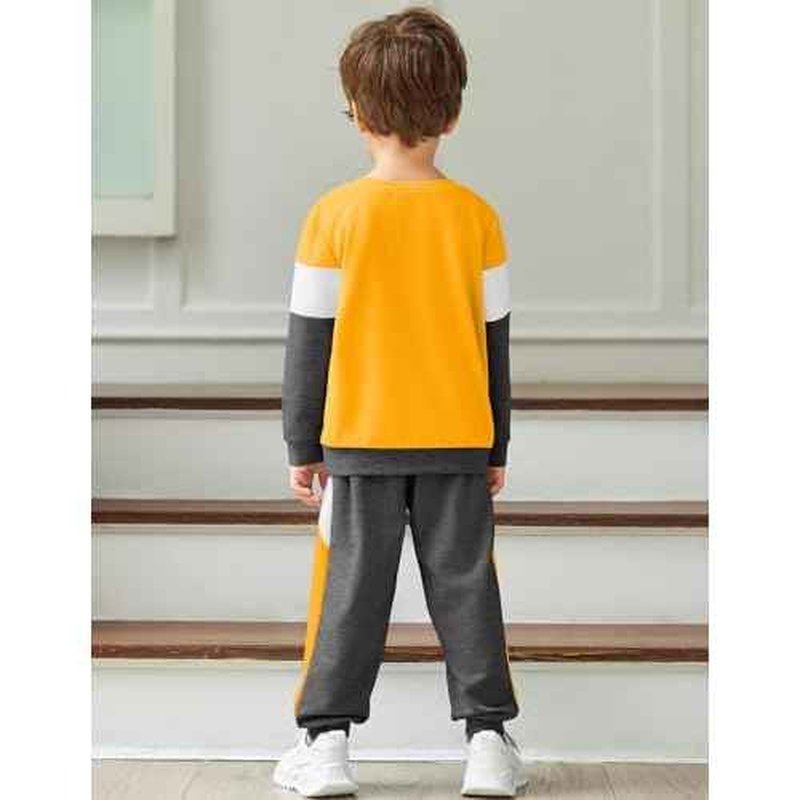 Arshiner Boys Clothes Color Block Sweatshirt & Casual Pants 2Pcs Fall Winter Outfits Set for Kids 2-12 Years