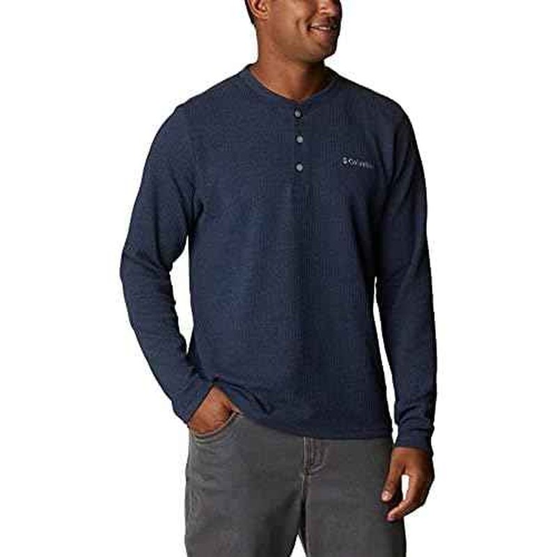 Columbia Mens Pine Peak Waffle Long Sleeve HenleyHiking Shirt