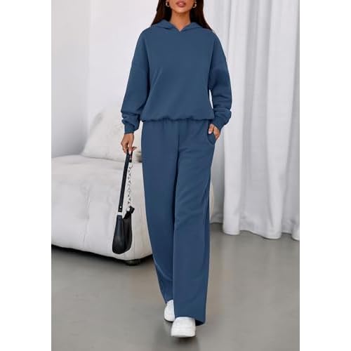 PRETTYGARDEN Womens Sweatsuits 2 Piece Set 2025 Casual Winter Long Sleeve Hoodie Loose Wide Leg Sweatpants Fall Tracksuit