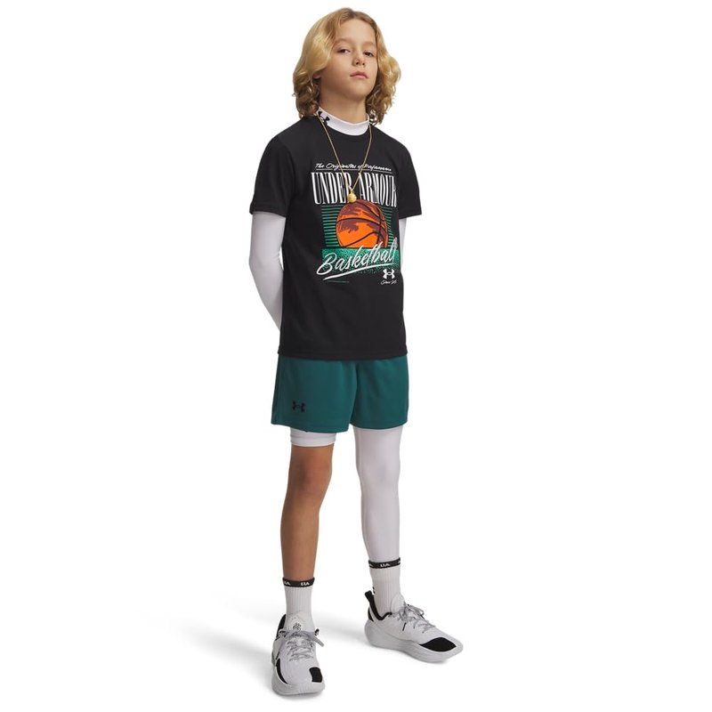 Under Armour Boys' Tech Mesh Shorts, (338) Rack Green / / Black, Youth X-Large