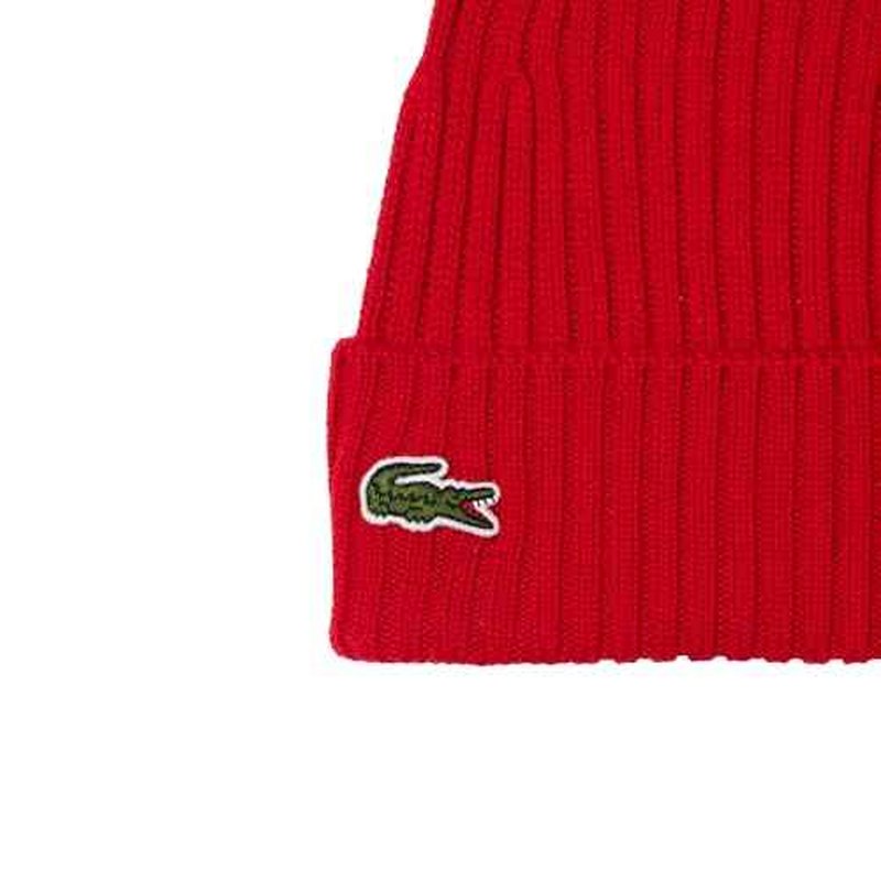 Lacoste Mens Rib Knit Brushed Wool Beanie