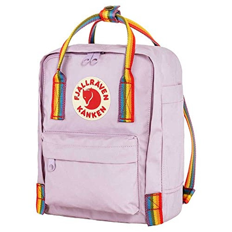 Fj?llr?ven K?nken Rainbow Mini Backpack for Men, and Women - Durable Fabric with Adjustable Shoulder Straps, and Lightweight Backpack Pastel Lavender/Rainbow One Size One Size