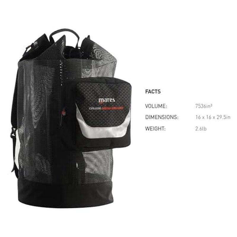Mares Cruise Mesh Deluxe Backpack - Compact Lightweight Mesh Diving Gear Sports Bag w/Drainage Holes, 123.5 Liter Capacity