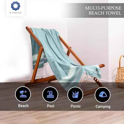 Cotton Turkish Beach Towel Towels Oversized 36"x72" Pool Absorbent Extra Large Quick Dry Sand Travel Towel (Green, 2 Pack)