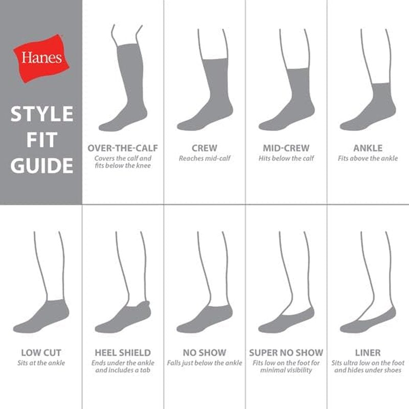 Hanes Men's Double Tough Moisture-Wicking Crew & Ankle Socks - Black & White Multi-Packs