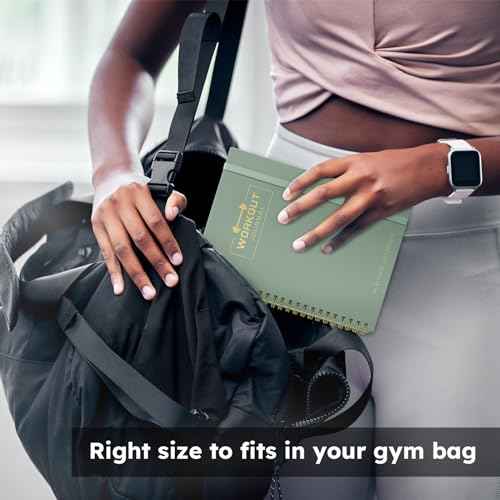 Fitness Workout Journal for Women & Men, A5(5.5" x 8.2") Workout Log Book Planner for Tracking, Progress, and Achieving Your Wellness Goals - Green