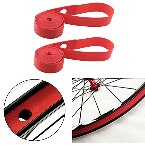 Bike Rim Strips 26" x 20mm 2PCS 26" x 20mm Resistant Durable Elastic Nylon Red Bicycle Rim Tape Bike Wheel Liner for Road Bike MTB Mountain Bike Tube Protector Wheel Liner, Bike Rim Tape