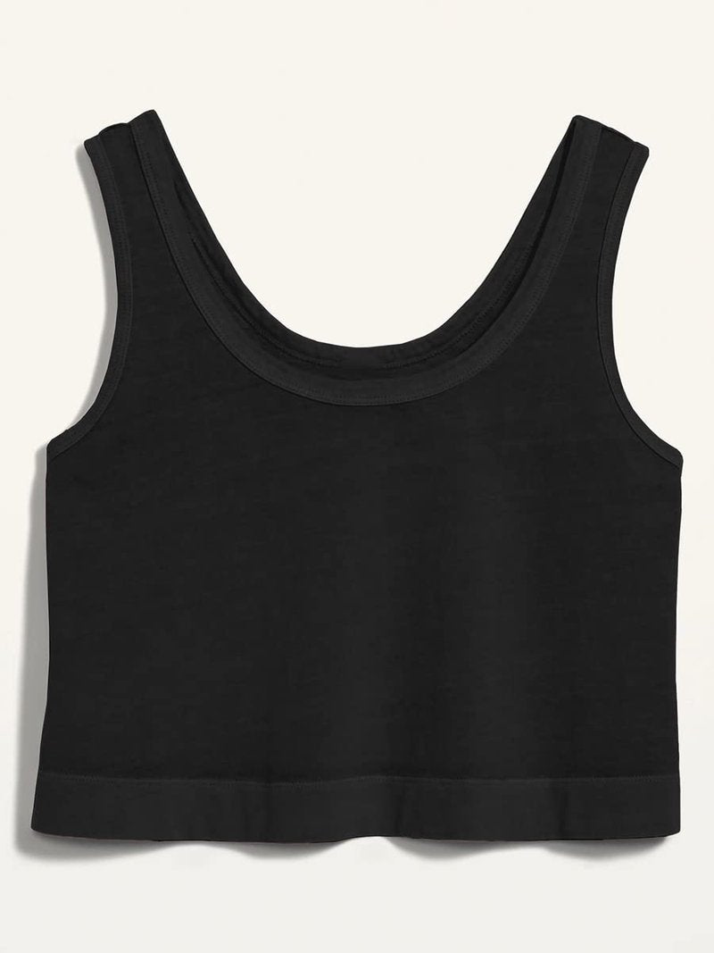 Aoysky Womens Cotton Crop Tops Casual Loose Tank Top Sleeveless Basic Cropped Athletic Yoga Workout Shirt Black