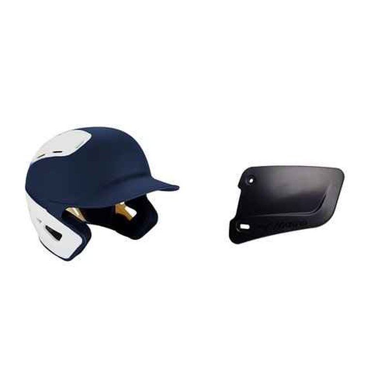Bundle of Mizuno B6 Youth Baseball Batting Helmet, Navy-White, Youth OSFM + Mizuno Batters Face Protector, Navy, Right Hand Batter