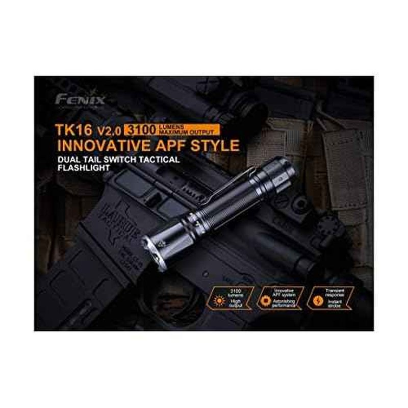Fenix TK16 v2.0 Tactical Flashlight, 3100 Lumen Long Throw, USB-C Rechargeable, with LumenTac Organizer