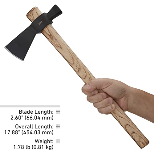 CRKT Chogan Hammer T-Hawk: Outdoor Camping Axe with Hammer Poll, Forged Carbon Steel Head, Tennessee Hickory Wooden Handle 2724