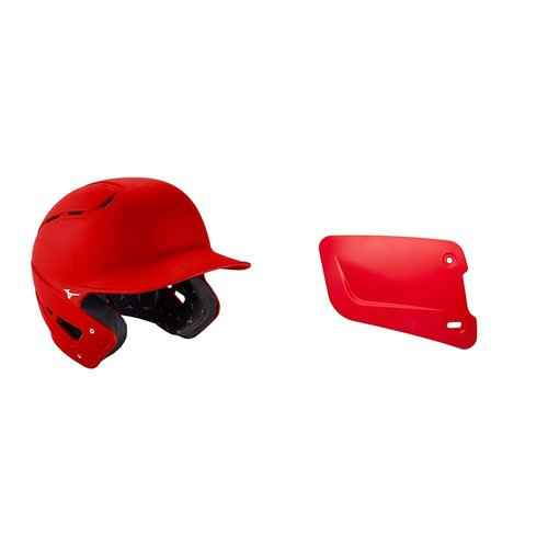 Bundle of Mizuno B6 Adult Baseball Batting Helmet, RED, Large/X-Large + Mizuno Batters Face Protector, Red, Right Hand Batter
