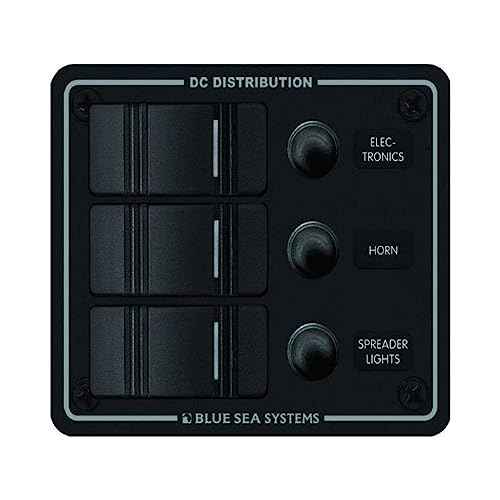 Blue Sea Systems 8374 Water Resistant Circuit Breaker Panel 3 Position, Black