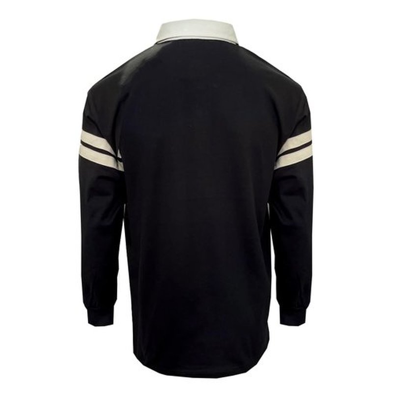 Traditional Craft Rugby Shirt for Men Ireland Long Sleeve Black Harp Tape (US, Alpha, Medium, Regular, Regular, Black)