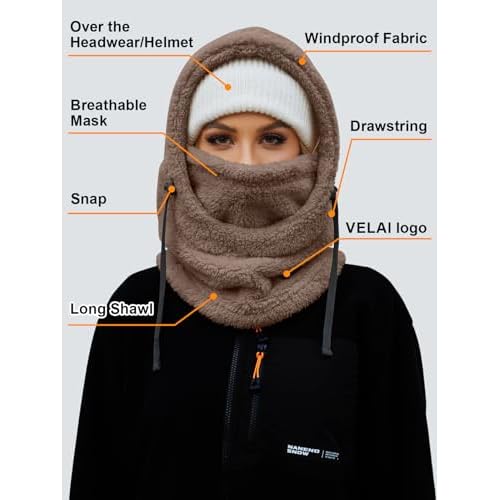 Balaclava Fleece Ski Mask for Men Women Winter Face Masks Windproof Hooded Scarf Cold Weather Hat Neck Warmer