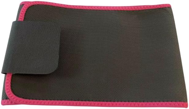 Unisex Sauna Waist Trimmer Belt - Ab Training & Toning Sweat Wrap | Adjustable 42" x 8" (Black with Pink Trim)