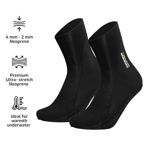 Cressi Neoprene Diving Socks- For Warmth and Protection While Scuba Diving or Freediving - Canarie LT - Designed in Italy